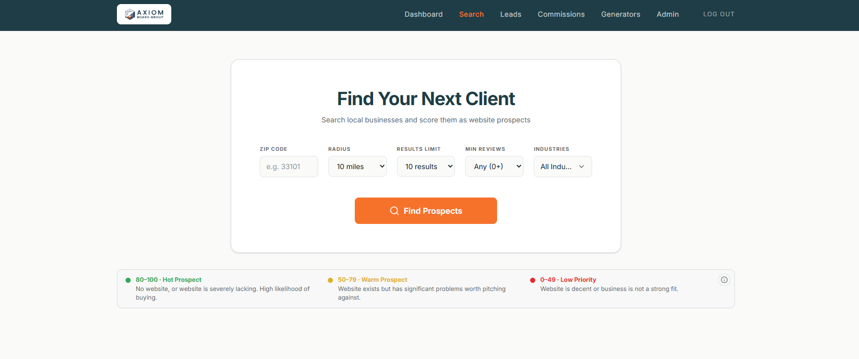 Prospecting interface