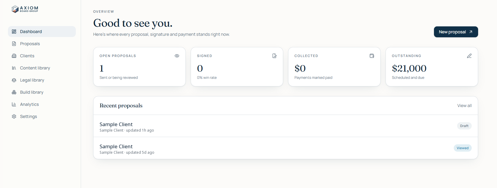 Proposals interface